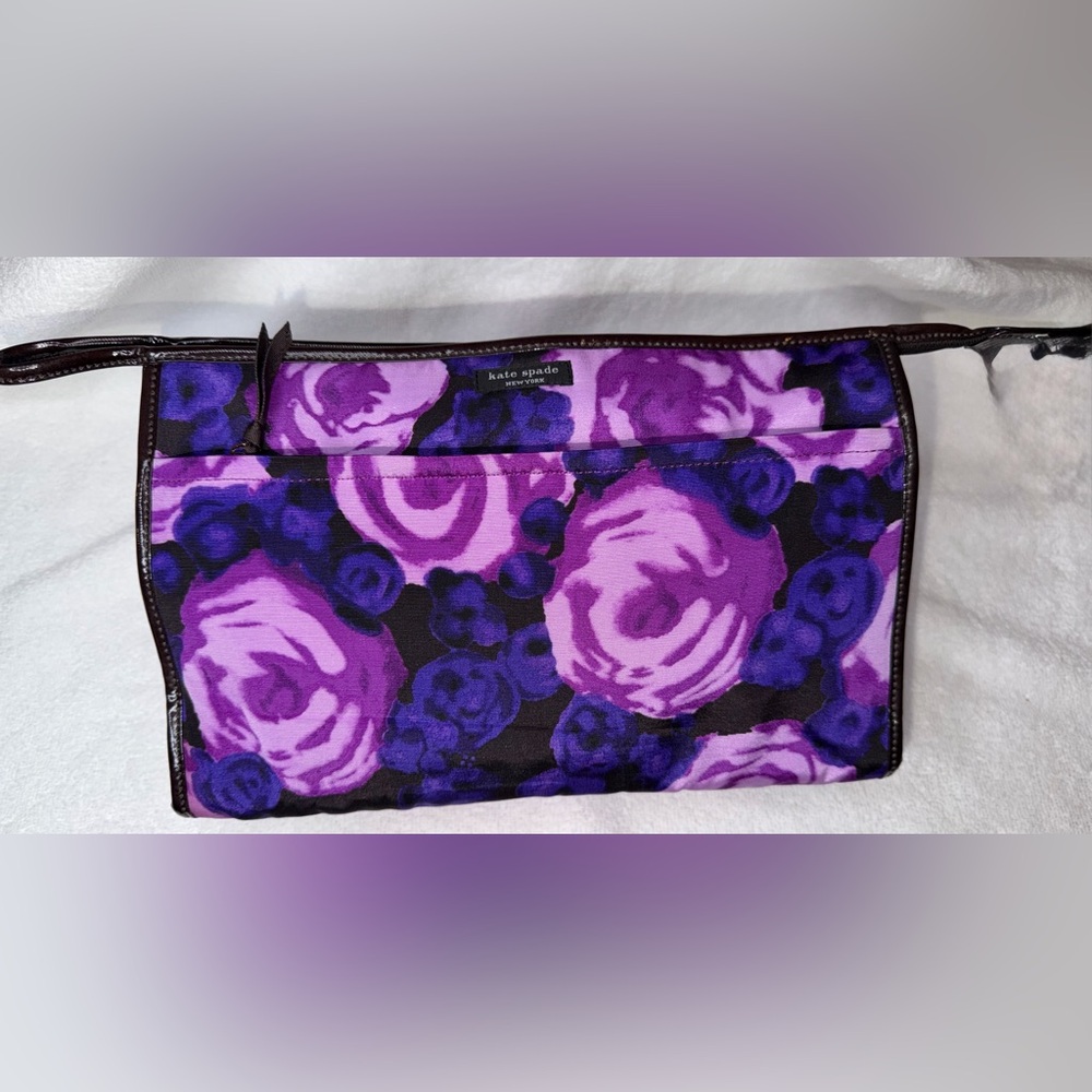 Kate Spade Black and Purple Floral Pouch